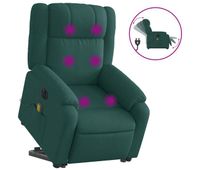 vidaxl sillon masaje electrico reclinable elevable tela verde oscuro