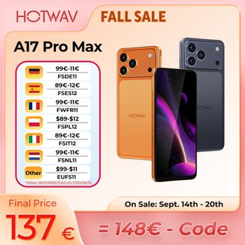HOTWAV A17 Pro Max, Teléfono Inteligente Ultrafino con Pantalla de 6.75'' y 120Hz, 4GB de RAM, 256GB de ROM, Android 15, Procesador Octa-Core, Batería de 5160mAh, 1080P, Bluetooth 5.4, con Conector