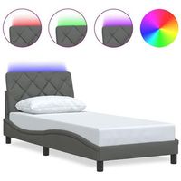 cama individual  cama para adultos  estructura de cama con led sin colchon gris oscuro 80x200 cm