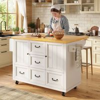 isla de cocina con ruedas y mesa plegable 120  73  93 cm blanca