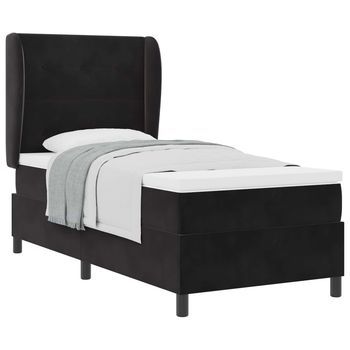 Cama Tipo Box Spring Con Cabecera Negro 190 X 90 Cm Terciopelo Vidaxl