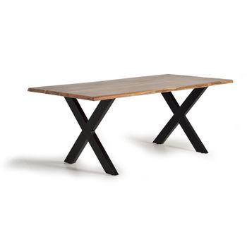 Mesa De Madera De Acacia Y Patas De Metal Color Natural