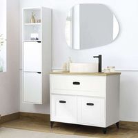 mueble de bano pack  blanco y roble con columna incluye lavabo