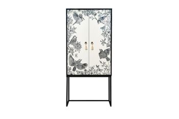 Armario aparador 2 puertas MDF estampado blanco grisaceo y negro