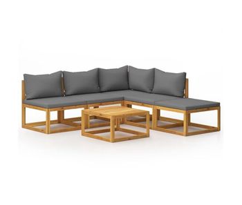 Muebles de jardín 6 piezas cojines madera maciza de acacia