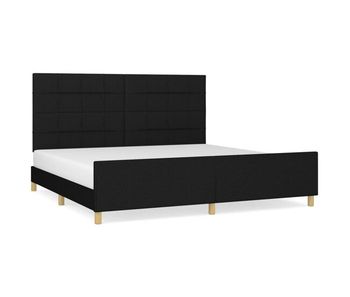 Estructura de cama con cabecero de tela negro 200x200 cm bloques con cuadros