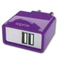 cargador de pared universal approx appusbwall21p 2 puertos usb 5v21a purpura