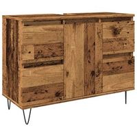 mueble de bano madera de ingenieria envejecida 80x33x60 cm vidaxl