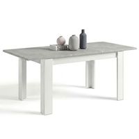 mesa de comedor extensible 140-190x90 cm sira blanco artik blanco mate - gris cemento 190 x 78 x 90 cm
