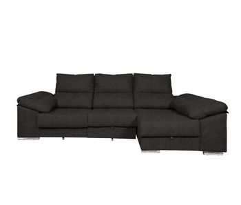 Sofa cama chaise longue yago 275cm. reclinable, con arcon +2 pufs