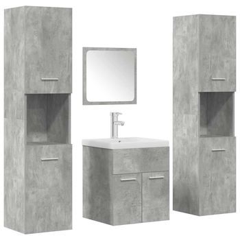 Set Muebles De Baño 5 Uds | Armario De Baño Madera Ingeniería Gris Hormigón