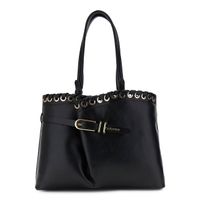 bolso shopping efecto piel con pliegue en la parte delantera y hebilla black