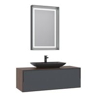 conjunto de mueble con lavabo y espejo 2 piezas  - 120 x 50 x 40 cm - nogal  antracita