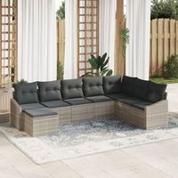 juego de sofa de jardin de 8 piezas con cojines gris claro polirratan v4281 unico  beige