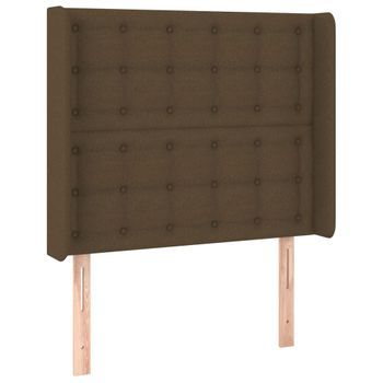 Cabecero Cama Mueble De Dormitorio Con Led De Tela Oscuro 93 X 16 X 118/128 Cm Marrón M02_0001120
