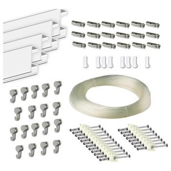 Pack Basic Rm De 9 Metros De Guías Color Blanco Con 18 Colgadores Nylon Para Colgar Cuadros O Marcos.