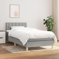 cama individual  cama box spring  cama para adultos con colchon tela gris claro 90x190 cm cfw911584