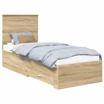 Estructura De Cama Con Cajón Roble Sonoma Y Plata 70 X 190 Cm Vidaxl