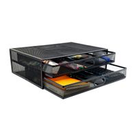 soporte para monitor almacenamiento con cajas organizadoras   40 x 12 x 30 cm  cajones extraibles almohadillas antideslizantes malla reforzada de acuerdo a la normativa ce