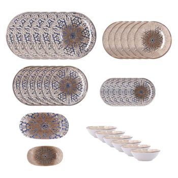Vajilla 32 piezas porcelana marrón