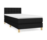 cama box spring con colchon tela negro 100x200 cm botones