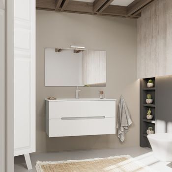 Mueble De Baño Con Cajones Blanco Mate Y Madera Gris 100cm | Magnolia