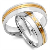 alianzas 14 quilates oro amarillo-blanco 3 diamantes