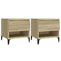 2 uds mesas auxiliares  mesita auxiliar  mesa de cafe madera roble sonoma 50x46x50 cm