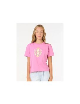 Camiseta Rip Curl Island Surf Crop Niña Rosa