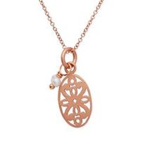 colgante de cadena de plata chapada en oro rosa y perla