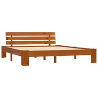 cama matrimonial  cama para adultos  estructura de cama madera maciza pino marron miel 180x200 cm