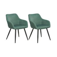 conjunto de 2 sillas de comedor de estilo moderno en color verde fabricadas en terciopelo con patas de metal casmalia