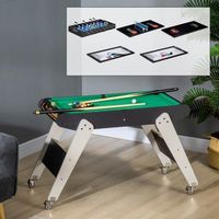 mesa multijuego homcom mdf resina acero inoxidable120x88x79cm negro