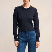 ami sailor crew neck cotton and wool-blend jumper - m