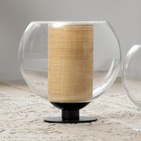 lampara de mesa bola rafia 35