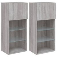 muebles de tv con luces led 2 uds gris sonoma 405x30x90 cm vidaxl