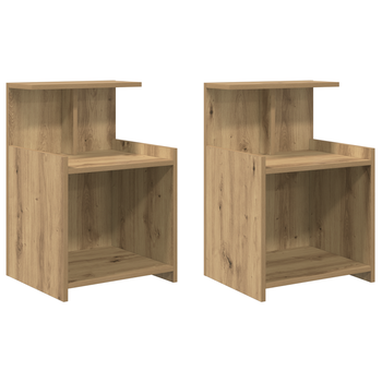Pack 2 Uds Mesitas De Cama Roble Artesanal 40x35x60 Cm Madera Resistente Cfw66975