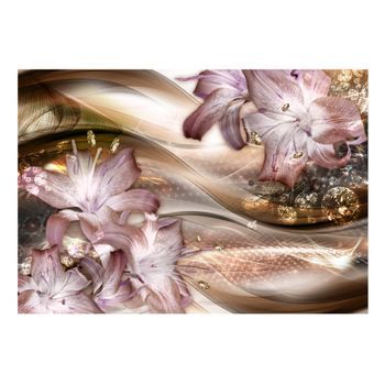 Papel Pintado 3d - Lilies On The Wave (brown) (250x175 Cm)