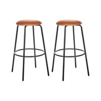 conjunto de 2 taburetes de bar terciopelo patas de acero negras sin reposabrazos comedor naranja morton