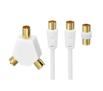 LOGIK L10AERK15 Aerial Cable with Splitter & Adapter - 10 m, Gold