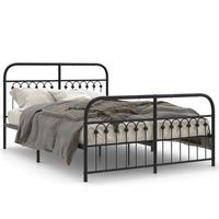cama doble  cama para adultos  estructura cama con cabecero y estribo metal negro 137x190 cm
