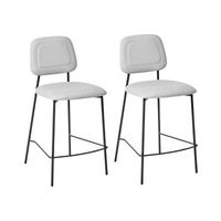 conjunto de 2 sillas de comedor tapizadas con asiento de lino sintetico base de hierro negro gris claro duette