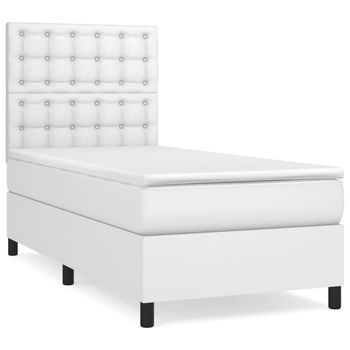 Cama Tapizada 203x90x128 Cm Vinilo - Blanco
