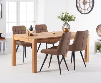 Verona 180cm Oak Table With Heidi Faux Leather Chairs - Grey, 6 Chairs
