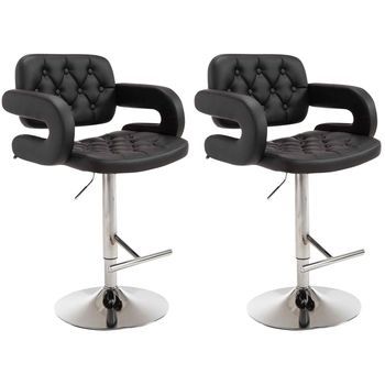 Set De 2 Taburetes De Bar Dublin Simil Cuero Negro 55x62x103 Cm Clp