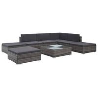 set de sofas de jardin 8 piezas y cojines ratan sintetico gris vidaxl