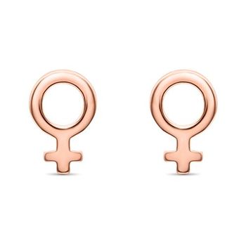 Pendientes símbolo de venus de plata 925, color rosado