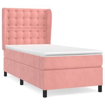 Cama Box Spring Con Colchón Terciopelo Rosa 100x200 Cm Vidaxl