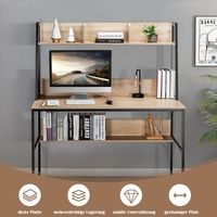 escritorio para computadora con estante estanteria y almohadillas ajustables para los pies mesa de trabajo natural
