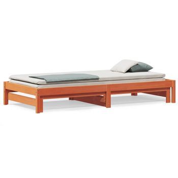 Sofá Cama | Cama Individual | Cama Para Adultos Nido Madera Maciza De Pino Marrón Cera 90x190 Cm